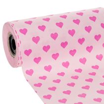 Product Muff Paper with Heart Motif Pink 25cm x 100m