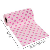 Product Muff Paper with Heart Motif Pink 25cm x 100m