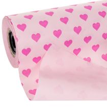 Product Muff Paper with Heart Motif Pink 25cm x 100m