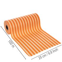 Product Orange Striped Paper Roll 25cm x 100m for Decoration and Wrapping
