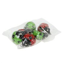 Product Ladybug with clip 4,5cm red, green 6pc