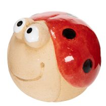 Product Ladybug decorative ceramic figure for cheerful garden decoration and windowsills, 7cm, 3 pieces