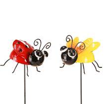 Product Ladybug and Bee with Stick Garden Decoration Metal 46cm 2pcs