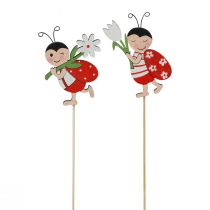 Product Ladybug decorative flower plugs wood metal 8.5cm 12pcs