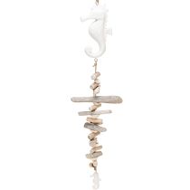Product Maritime Decoration Garland Driftwood Shells Seahorse White 55cm