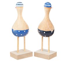 Product Maritime Decoration Seagulls Made of Wood Blue Dark Blue H14cm 6 Pcs