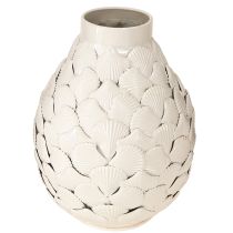 Product Maritime Decoration Vase Metal Vase Shells Grey White Ø24cm H31.5cm