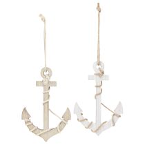 Product Maritime Wooden Anchor for Hanging White Natural 13.5×20cm 2 pcs