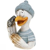 Product Maritime decoration seagull table decoration blue white silver H11cm 2pcs