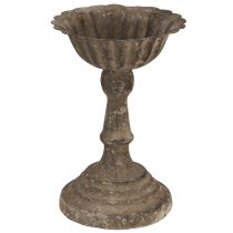 Product Metal decorative bowl on foot chalice antique grey brown Ø12cm H18cm
