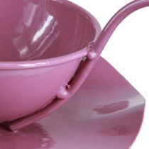 Product Metal decorative cup with saucer, pink, H8cm Ø11.5cm, 2 pieces