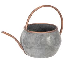 Product Metal decorative watering can, vintage country style, garden decoration, for planting, silver copper, L41cm Ø26cm H30cm