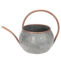 Product Metal decorative watering can, vintage country style, garden decoration, for planting, silver copper, L41cm Ø26cm H30cm