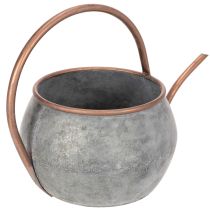 Product Metal decorative watering can, vintage country style, garden decoration, for planting, silver copper, L41cm Ø26cm H30cm