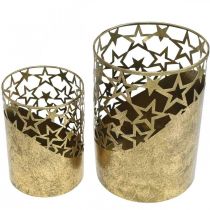 Product Metal lantern gold leaf look stars Ø15cm/20cm set of 2