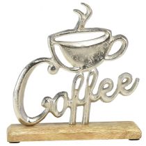 Product Metal Wood Decorative Coffee Natural Silver Stand 25x5x26cm