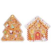 Product Metal Tin Set Christmas Tree and Gingerbread House Design 14cm