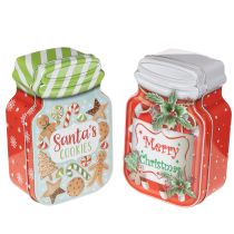 Product Metal Cookie Tins with Christmas Design 15cm Set of 2