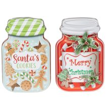 Product Set of 2 Christmas Tin Cookie Jars, 15 cm, Santa's Cookies and Merry Christmas Design