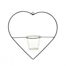 Product Lantern heart metal 28cm tea light holder for hanging glass 9cm