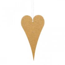 Hanging decoration window metal hearts, decorative hearts to hang up beige/yellow/orange H15cm 6pcs