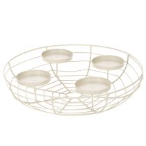 Product Round Metal Advent Candle Holder for 4 Tealights or Candles, 35cm, Grey