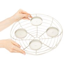 Product Round Metal Advent Candle Holder for 4 Tealights or Candles, 35cm, Grey