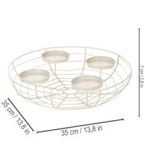 Product Round Metal Advent Candle Holder for 4 Tealights or Candles, 35cm, Grey