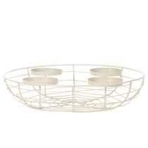 Product Round Metal Advent Candle Holder for 4 Tealights or Candles, 35cm, Grey
