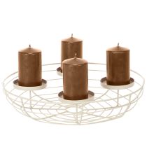 Product Round Metal Advent Candle Holder for 4 Tealights or Candles, 35cm, Grey