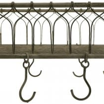 Square metal basket with hook hanging decoration metal 50x30.5x12.5cm