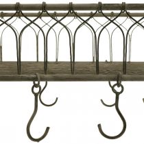 Square metal basket with hook hanging decoration metal 50x30.5x12.5cm