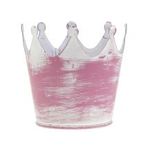 Metal crown Pink, White-washed Ø8cm H7cm 8pcs