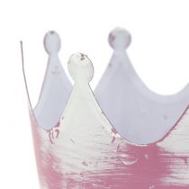 Metal crown Pink, White-washed Ø8cm H7cm 8pcs