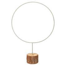 Product Metal Decoration Ring with Wooden Base for Dried Flowers, 52cm Height