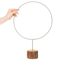 Product Metal Decoration Ring with Wooden Base for Dried Flowers, 52cm Height