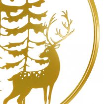Product Decorative ring gold to hang up deer metal decoration Christmas Ø38cm