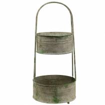 Metal stand with planters gray, green H68cm