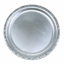 Product Decorative plate metal silver shiny Ø34cm H3cm