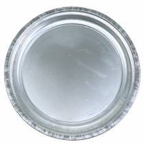 Product Decorative plate metal silver shiny Ø36cm H3cm