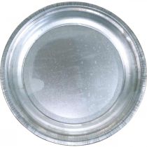 Decorative plate, arrangement base, metal plate silver, table decoration Ø26cm
