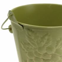 Product Decorative bucket of fruits washed yellow, orange, green Ø15cm H14cm set of 3