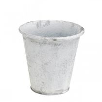 Product Vessel with ornaments, plant pot, metal pot white Ø18.5cm H18cm