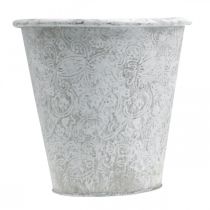 Product Vessel with ornaments, plant pot, metal pot white Ø18.5cm H18cm