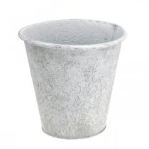 Product Planter, planter with ornaments, metal decoration white, gray Ø20.5cm H19.5cm