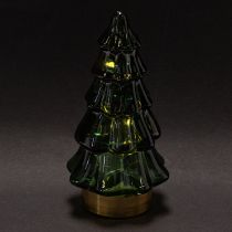 Product Green Glass Christmas Trees with LED Lighting, 13cm, Set of 2, Indoor Decoration