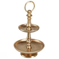 Product Mini Etagere Metal Decoration Gold Matt 2-tier Table Decoration H22cm