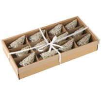 Product Mini Christmas tree table decoration champagne white H8cm 12 pcs