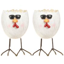 Product Mini Planter Egg Chicken with Sunglasses and Feet H12.5cm 2 pcs