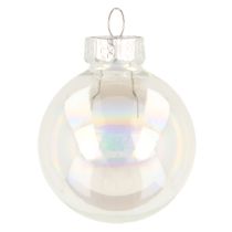Product Mini Christmas balls glass iridescent clear 4 cm 24 pcs